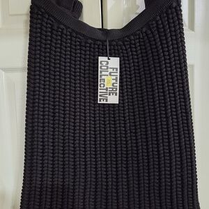 Future Collective Textured Black A-Line Skirt